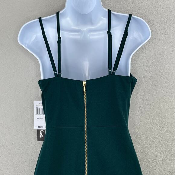 Sequin Hearts Green Scuba Strappy Asymmetric Mini Sheath Dress Junior 5 NWT - Picture 8 of 15